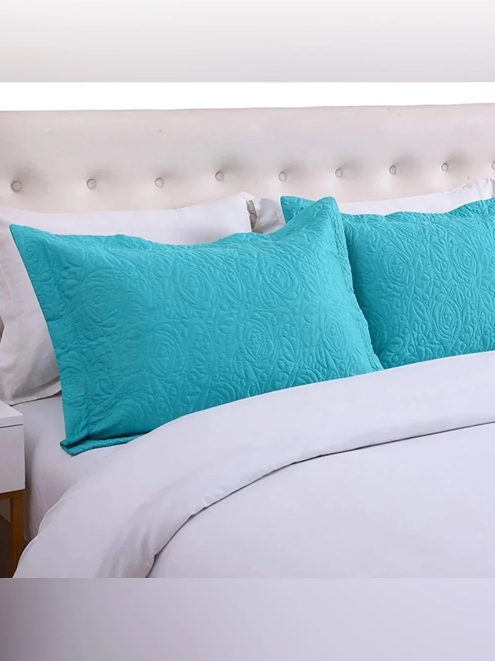 Turquoise Quilted Pillow Shams - Set of 2